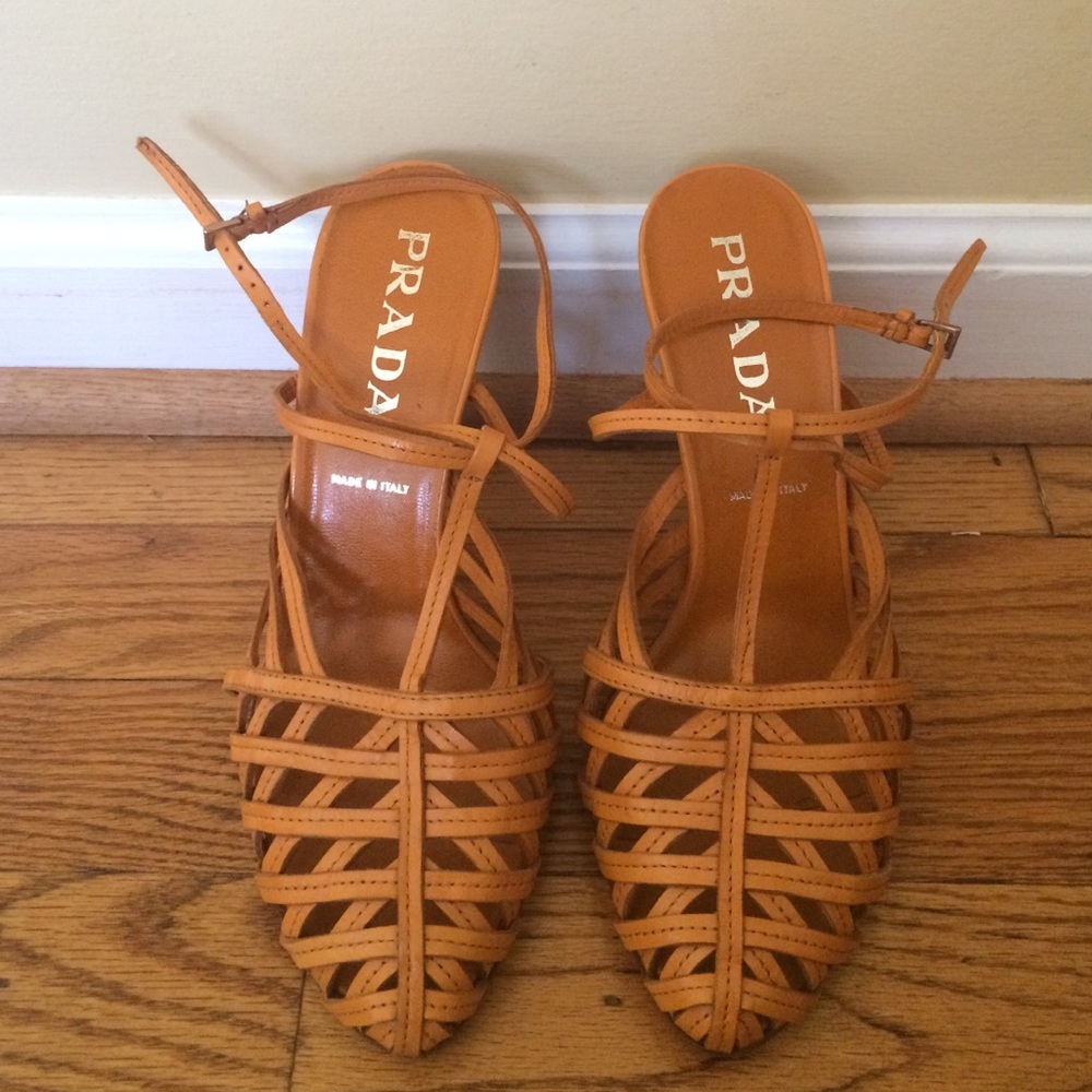 Prada Caged Leather Strappy Sandal
